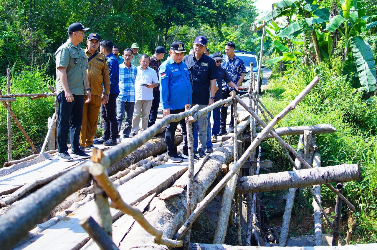 Pj Bupati Muba H Sandi Fahlepi Tinjau Kondisi Jembatan Rusak Desa Danau Cala, Akan Segera Diperbaiki 