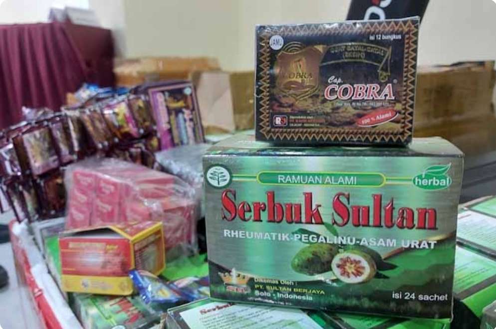 Puluhan Ribu Obat Kuat, Diamankan Ditreskrimum Polda Sumsel Dari Pasar Sekayu, Diduga Tanpa Izin Edar