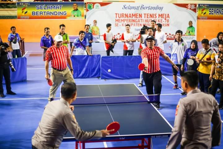 Meriahkan HUT RI ke-78, Pemkab Muba Gelar Turnamen Tenis Meja