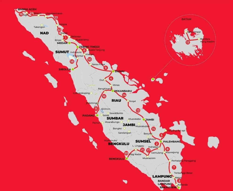 Melihat Tol Trans Sumatera Dari Peta, Membentang Lurus Sepanjang Pulau Sumatera