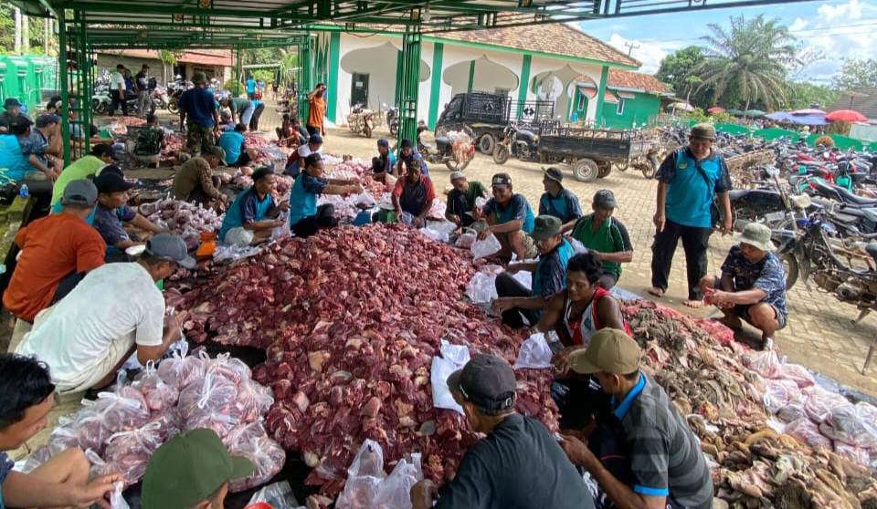 Lebaran Idul Adha Tahun Ini, Warga Desa Bukit Jaya Potong 25 Ekor Sapi dan 11 Ekor Kambing