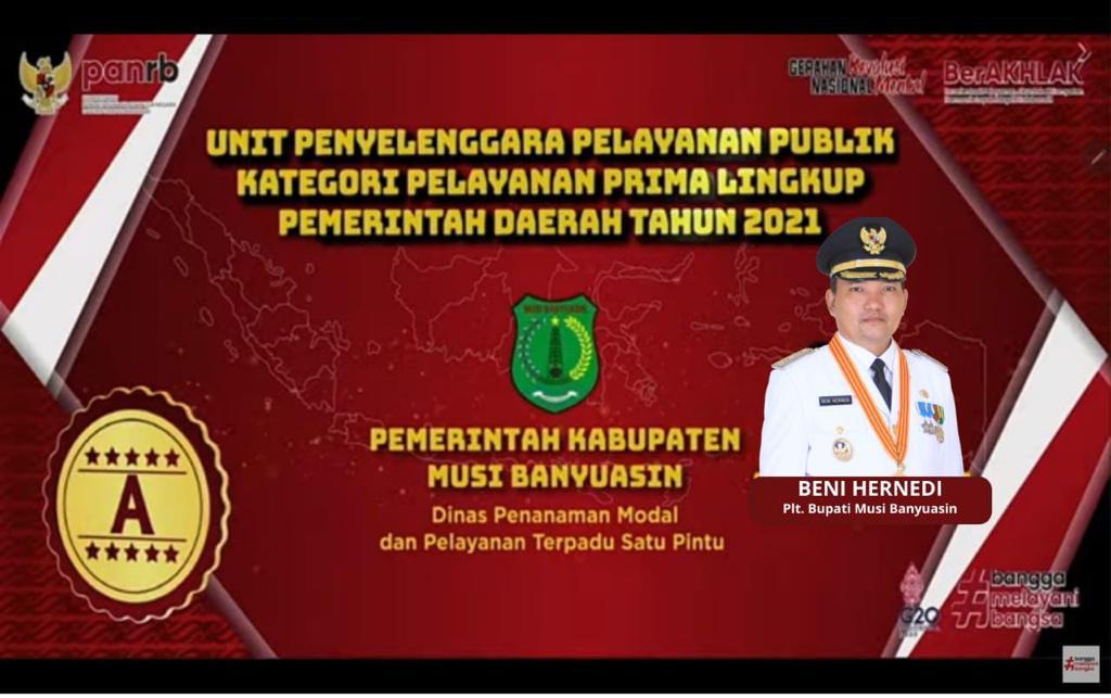 DPMPTSP Muba Raih Penghargaan Kemenpan-RB Kategori Pelayanan Prima