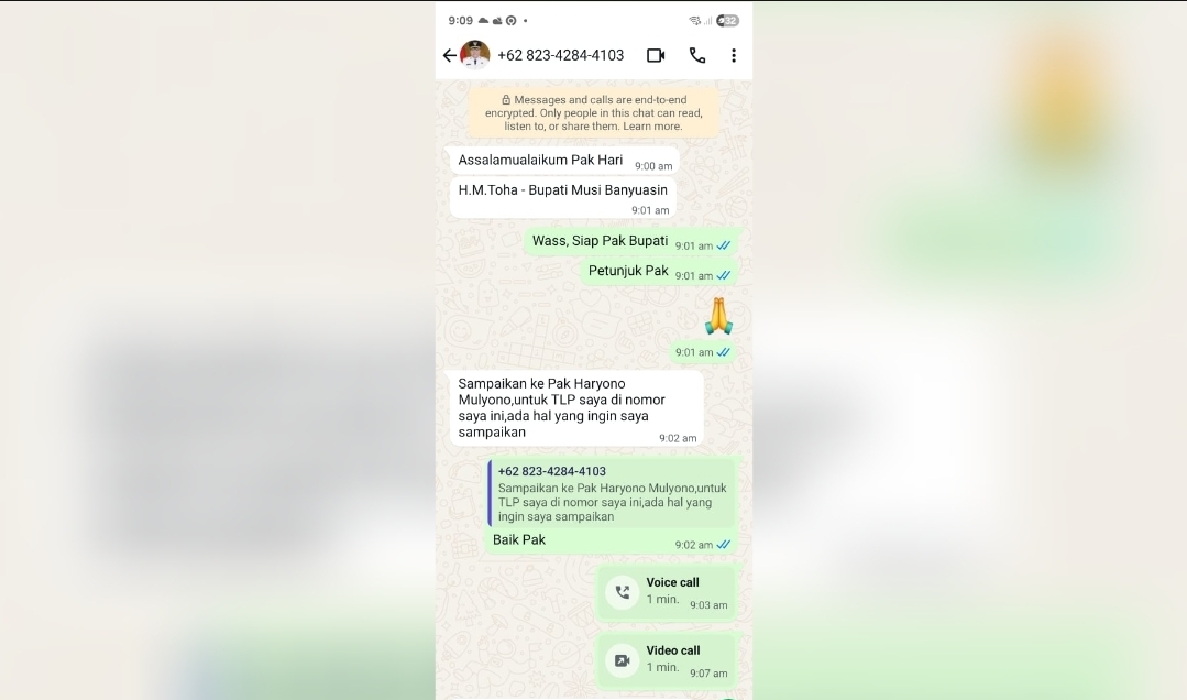 Hati-Hati! Penipuan Berkedok Bupati & Wakil Bupati Muba Marak Lewat WhatsApp
