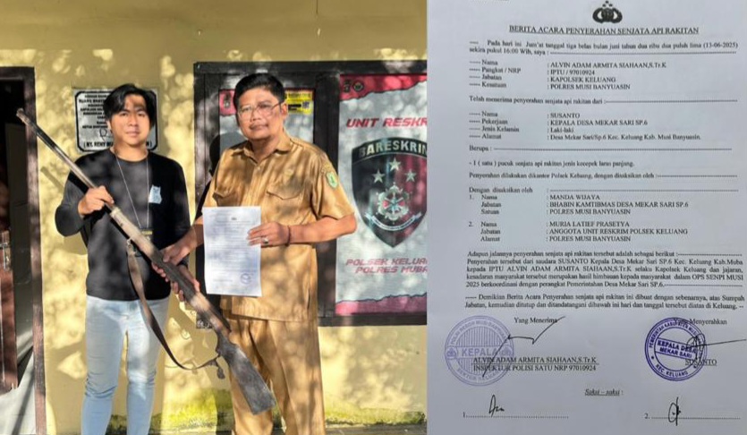 Polsek Keluang Terima Serahan Senpira Laras Panjang