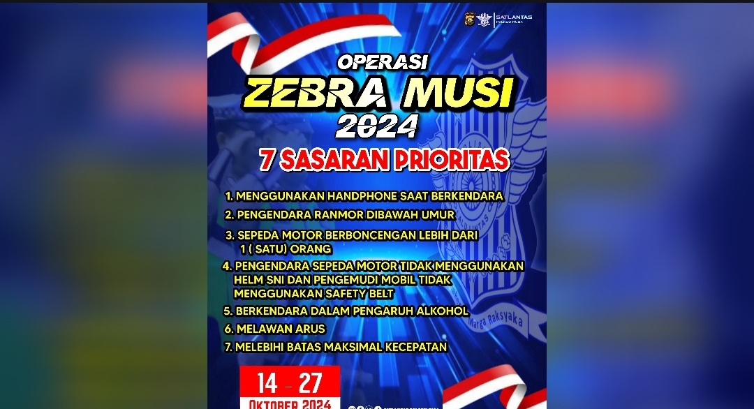 CATAT! Polres Muba Bakal Gelar Operasi Zebra Musi, Mulai Senin 14 Oktober, Berikut 7 Sasaran Prioritas