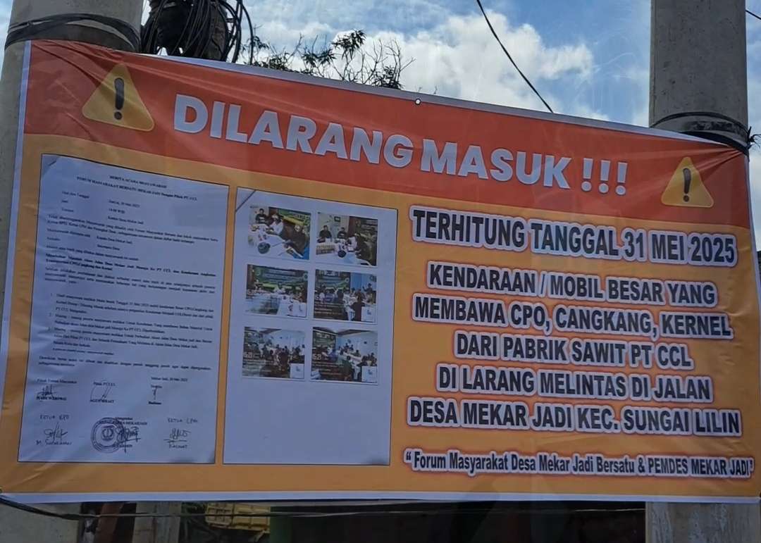 Warga Dan Pemdes Mekar Jadi Larang Mobil Besar Angkutan Perusahaan Melintas Jalan Desa