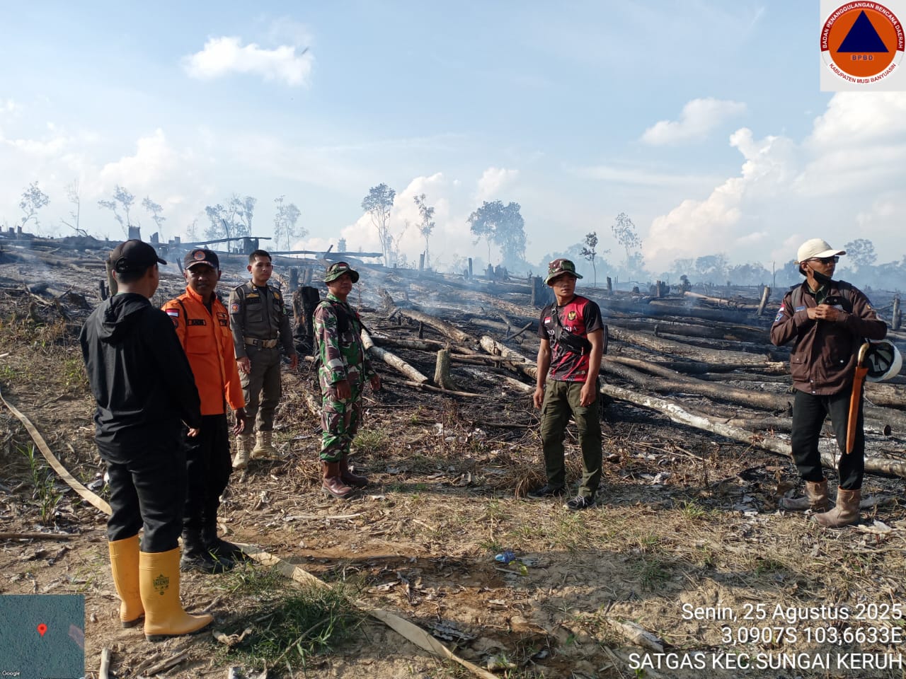 BPBD Muba dan Tim Gabungan Padamkan Api di Sungai Keruh, Bupati Apresiasi Aksi Cepat Satgas Karhutla