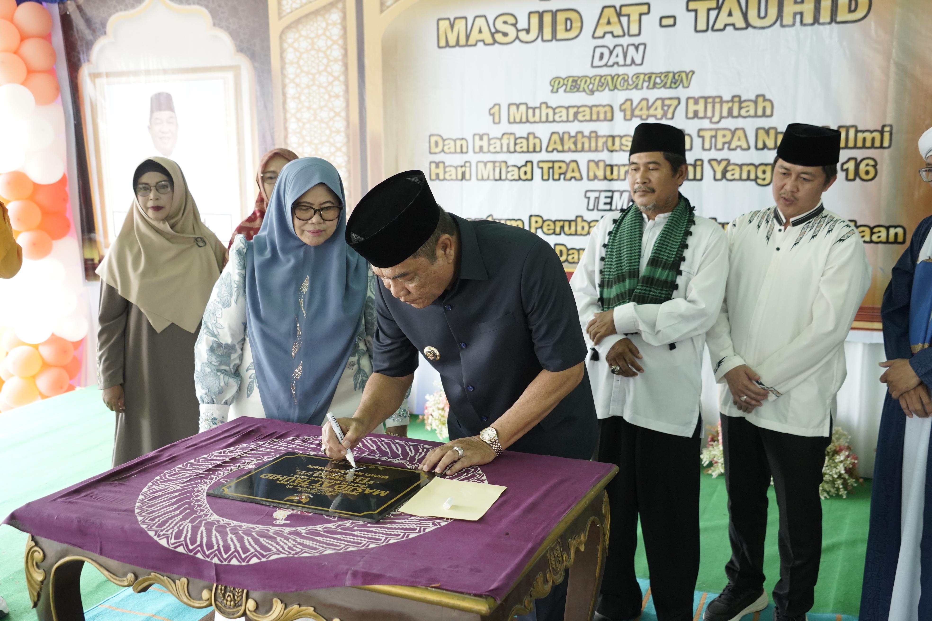Bupati Muba Resmikan Masjid At-Tauhid di Sungai Angit, Peringati 1 Muharram dan Milad ke-16 TPA Nurul Ilmi