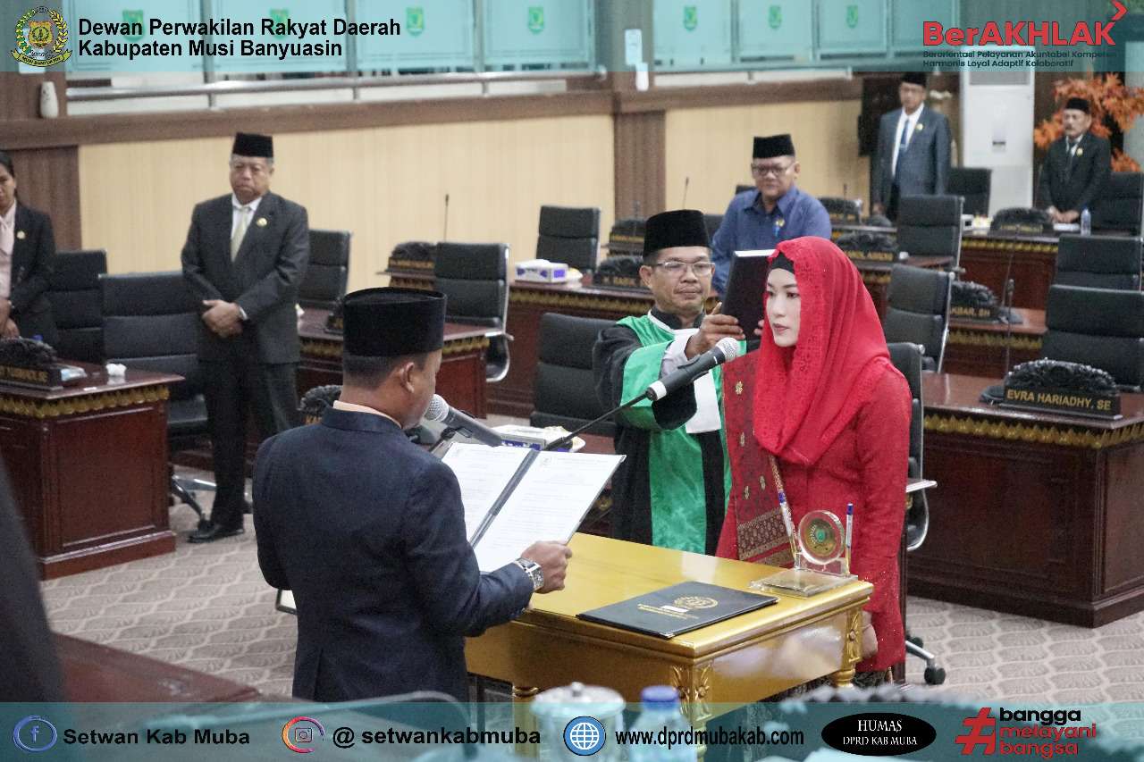 Dwi Hayati Lehhar, A.Md Dilantik Sebagai PAW Anggota DPRD Muba