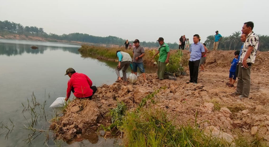 Pemdes Mekar Jadi Tebar Bibit Ikan di Telaga Sena, Calon Lokasi Wisata Baru di Sungai Lilin