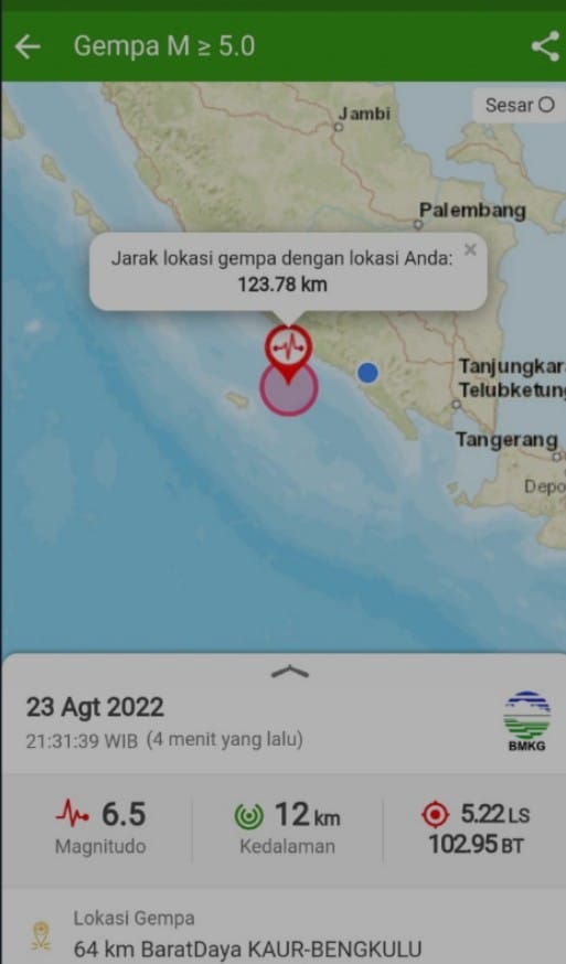 Gempa Bengkulu Terasa di Lubuklinggau, Warga Panik