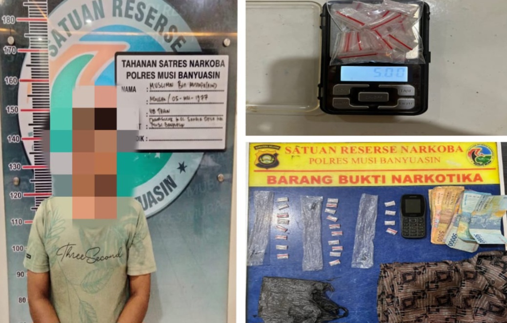 Satres Narkoba Polres Muba Bekuk Pengedar Sabu di Sanga Desa, 22 Paket Diamankan