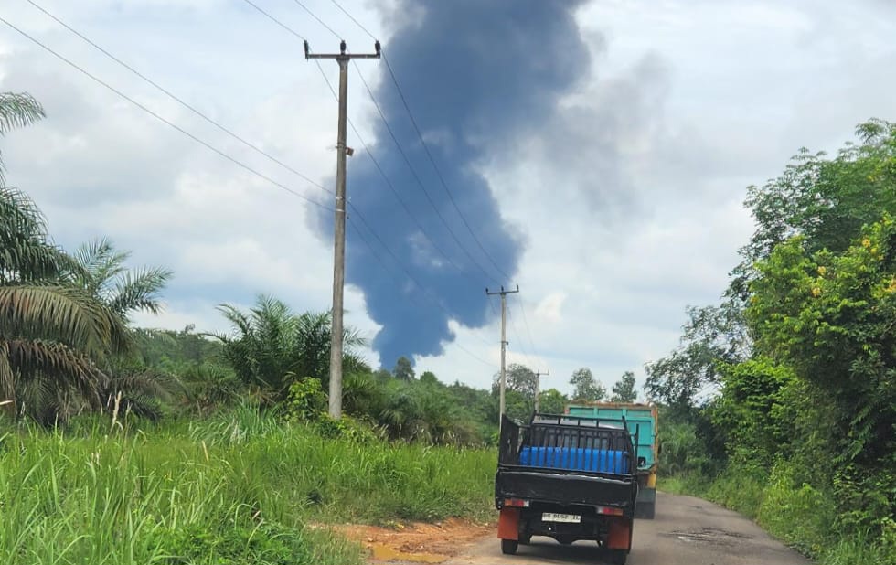 Kembali, Lokasi Penyulingan Minyak Illegal di Keluang Kabupaten Muba Terbakar