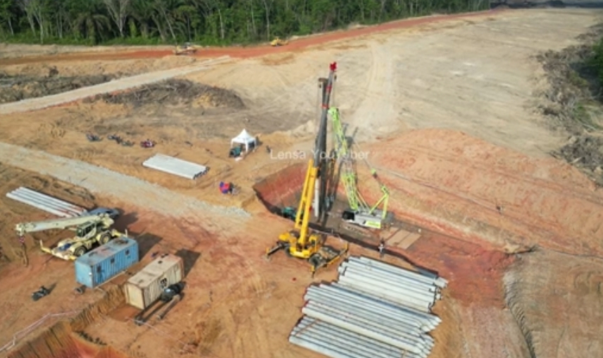 Usai Land Clearing, Tiang Pancang Tol Betung Jambi Sudah Ditanam