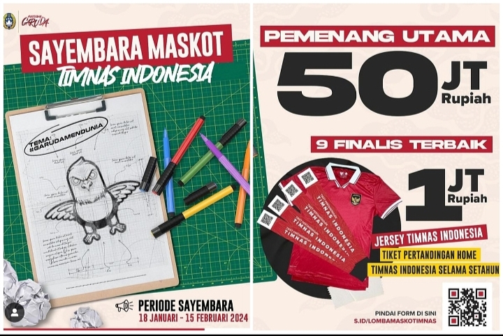 PSSI dan PT GSI Menggelar Sayembara Desain Maskot Resmi untuk Timnas Indonesia, Hadiah Utama Rp 50 Juta 