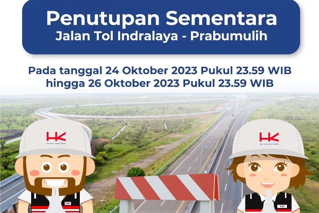 Jelang Peresmian, Mulai Malam Ini Hingga 26 Oktober 2023 Ruas Tol Indralaya - Prabumuli Ditutup