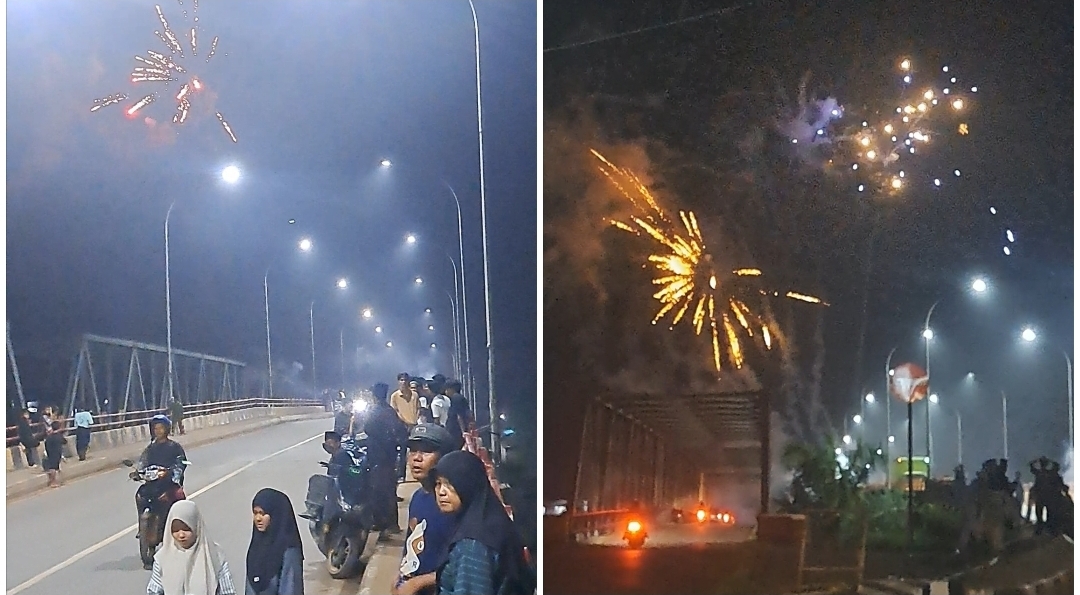Malam Tahun Baru di Sungai Lilin Semarak, Jembatan Jadi Titik Favorit Warga Berkumpul