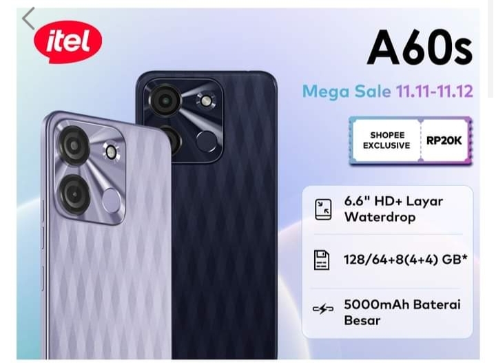 Itel A60S Ponsel 4G Terbaru dengan Harga Terjangkau, Cuma Satu Jutaan!