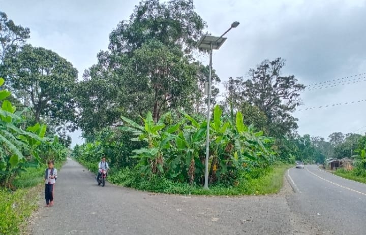 Dipasang Lampu Jalan, Persimpangan Desa Keban II Lebih Terang