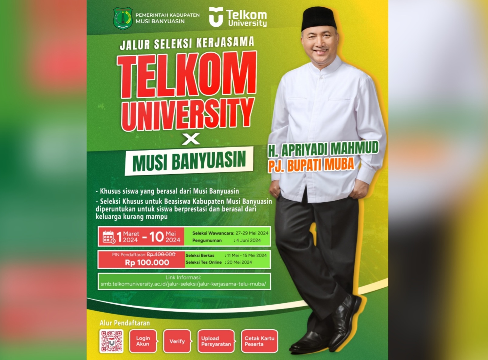 Pemkab Muba Kembali Buka Program Kuliah Gratis di Universitas Telkom Bandung, Ini Syarat dan Jadwalnya