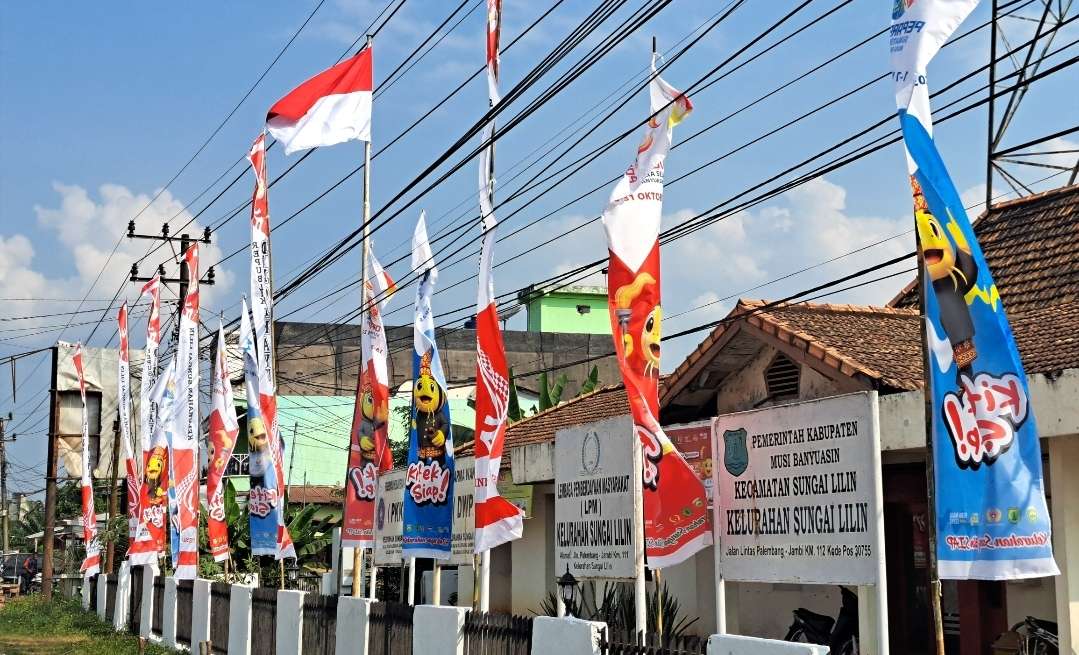 Semarak Porprov 2025 di Muba, Kantor Pemerintahan di Sungai Lilin Kompak Pasang Umbul-Umbul 