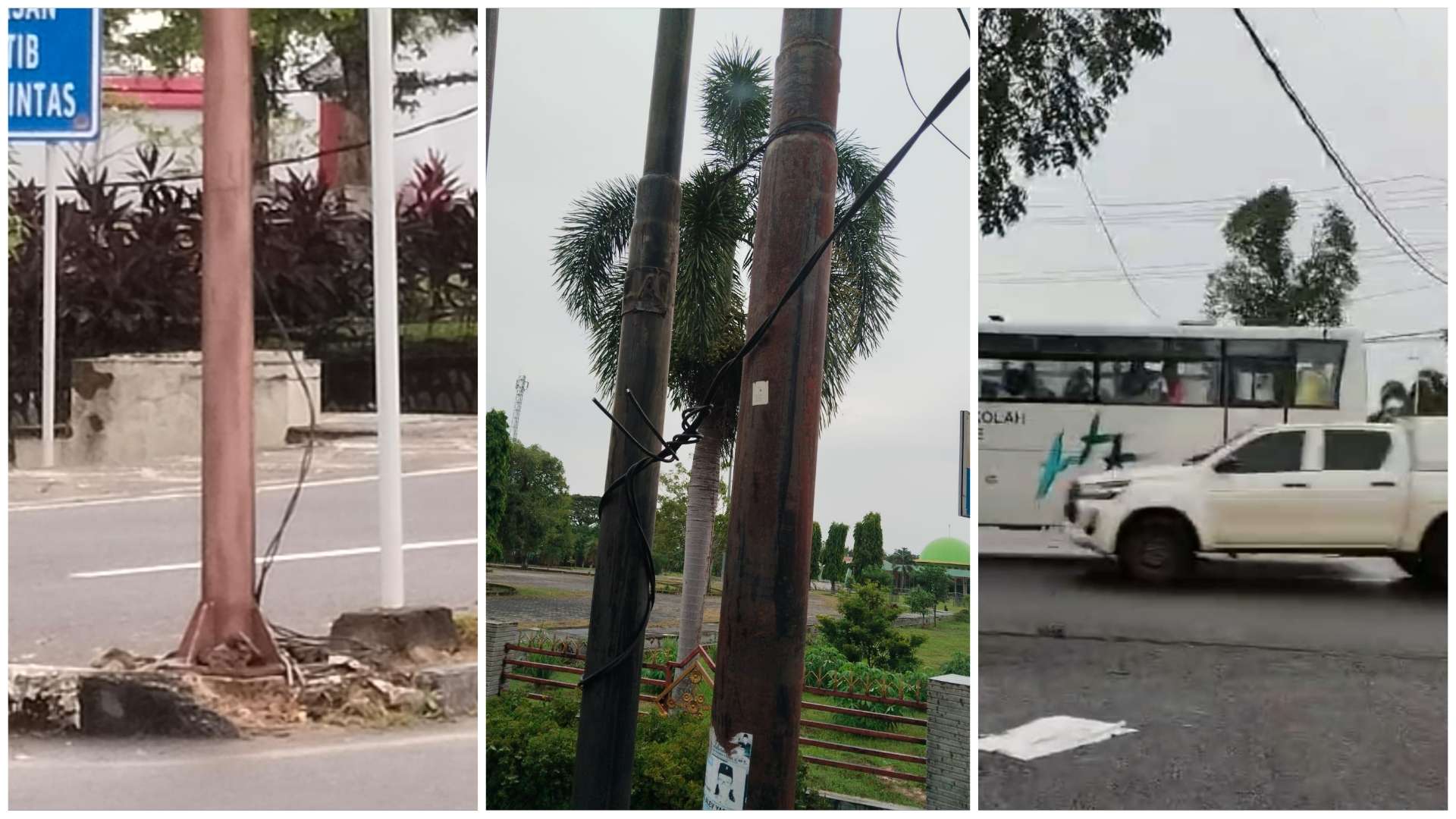 Kabel Lampu Jalan Putus, Ganggu Aktifitas Lalu Lintas di Kota Sekayu