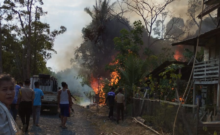 Ditinggal Beli Semangka, Rumah Warga Desa Kertayu Sungai Keruh Ludes Terbakar