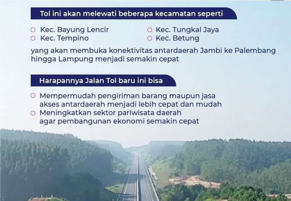 Jalan Tol Betung - Jambi Bangun 4 Tahap, Mulai Seksi Betung - Tungkal Jaya 