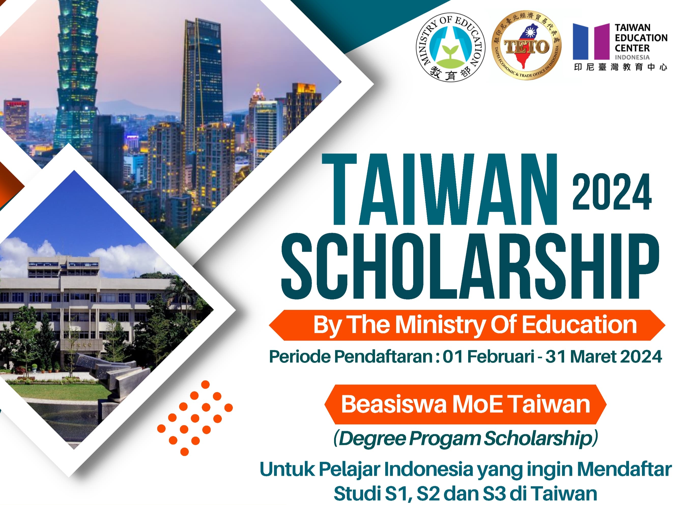Dapatkan Beasiswa Kuliah Gratis S1 hingga S3 di Taiwan Melalui Program MoE 2024, Berikut Cara Daftarnya!