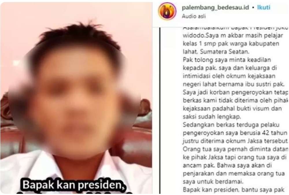 Muncul Video Siswa SMP di Lahat Bikin Heboh, Ngaku Diancam Oknum Jaksa, Minta Tolong Presiden Jokowi