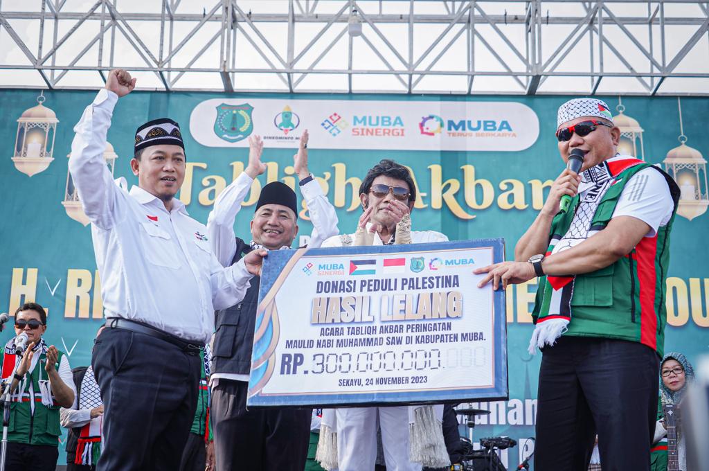 Tauke Karet dan Minyak di Muba 'Rebutan' Gitar Rhoma Irama, Hasil Lelang Capai Rp 300 Juta untuk Palestina