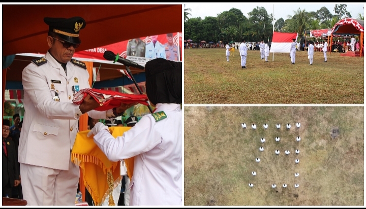 Bentuk Formasi Angka 79, Paskibra Kecamatan Sanga Desa Sukses Kibarkan Bendera Merah Putih