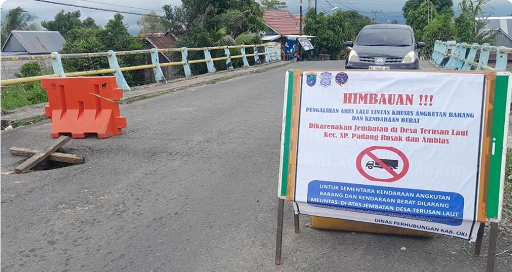 Kendaraan Muatan Over Dilarang Melintasi Jembatan di SP Padang OKI, Ini Penyebabnya