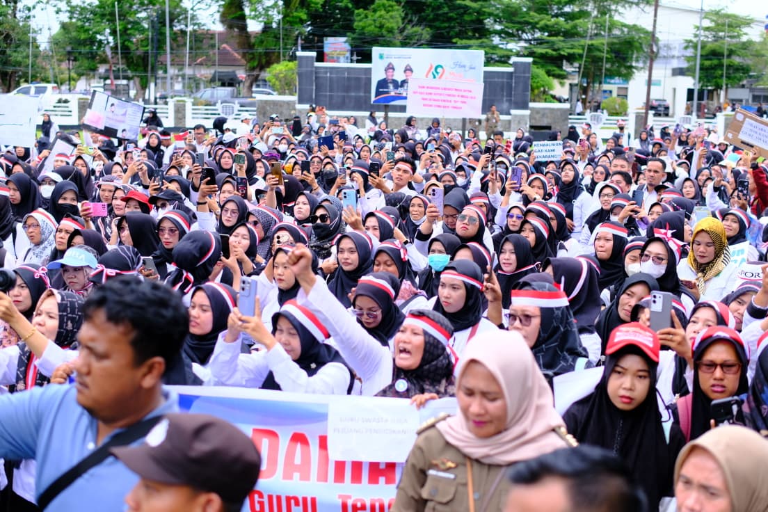 Ratusan Guru Swasta di Muba Gelar Aksi Damai, Pemkab Siapkan Langkah Konkret untuk Perjuangkan Seleksi PPPK