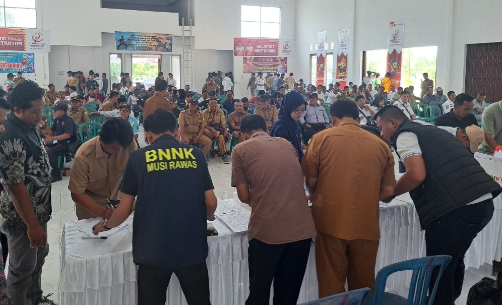 BNN Gelar Tes Urine Kepala Desa dan Perangkat Desa di Muba, 3 Kecamatan Ikut Deteksi Dini Desa Bersih Narkoba 