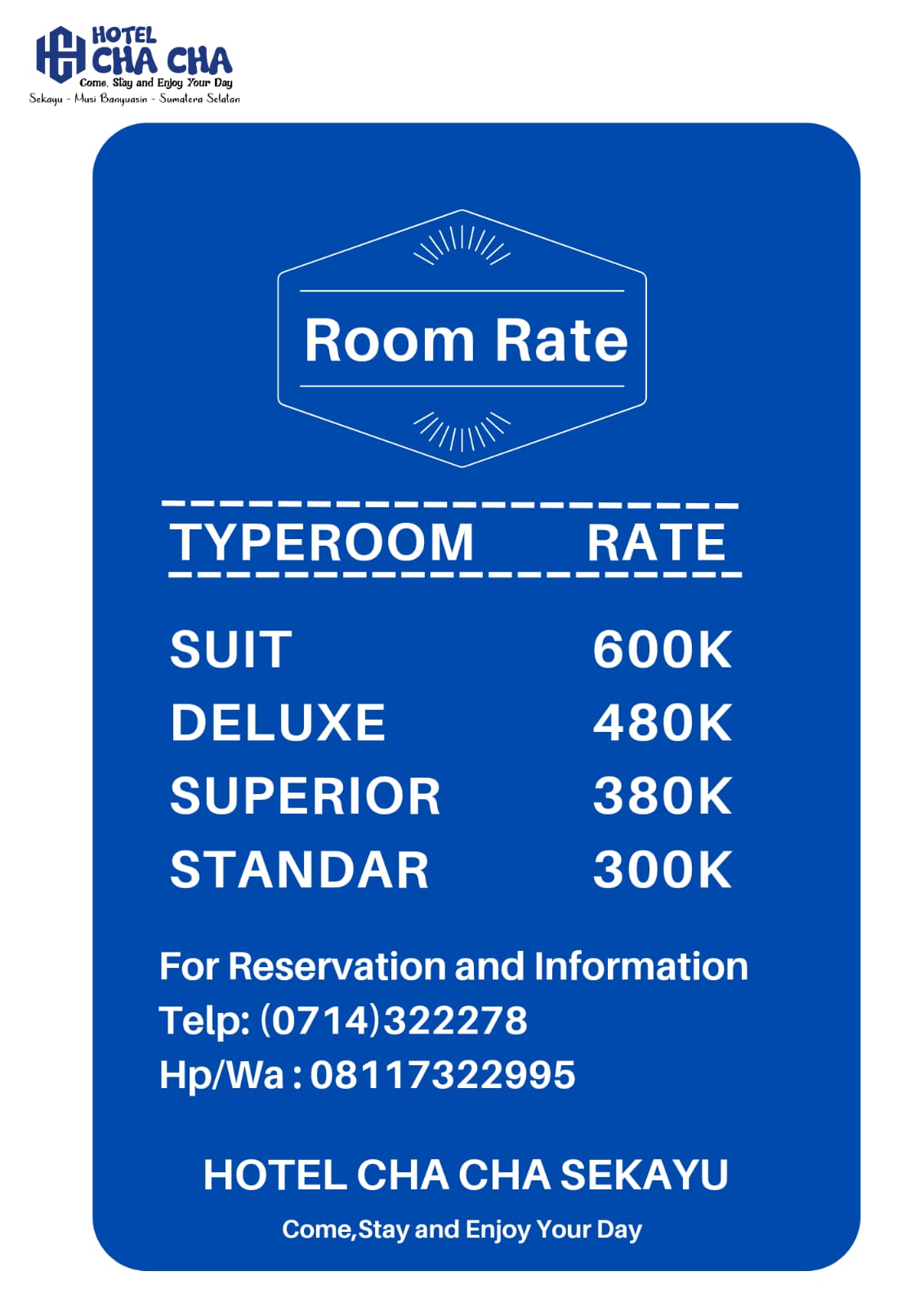 Hotel Cha Cha Sekayu Tawarkan Penginapan Mewah dengan Harga yang