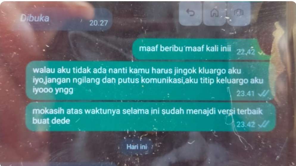 Sedih, Mahasiswi Lubuk Linggau Untuk Titip Keluarga Ke Pacar Sebelum Bunuh Diri 