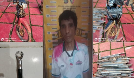 Polsek Lais Amankan Terduga Pelaku Pencuri Besi Tower di Desa Purwosari