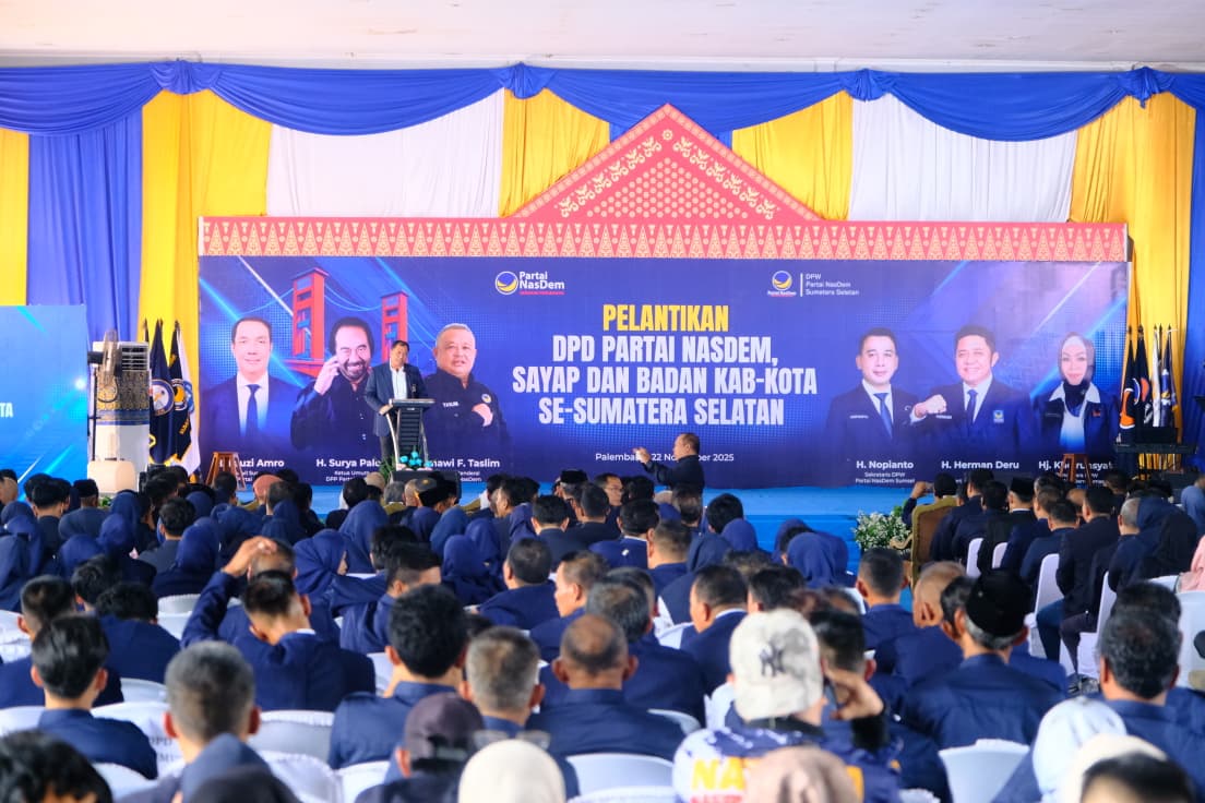 Bupati HM Toha Tohet Hadiri Pelantikan Serentak 14 DPD NasDem se-Sumatera Selatan
