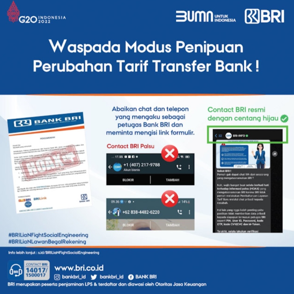 Beredar Link Palsu Kenaikan Tarif Transaksi, Nasabah Bank Diimbau Waspada dan Terapkan Langkah Ini