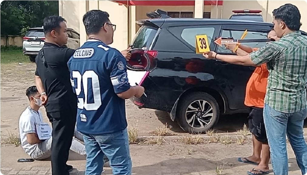 Rekonstruksi Penembakan Supir Angkot Oberta Digelar di Polres Banyuasin, Peragakan 40 Adegan