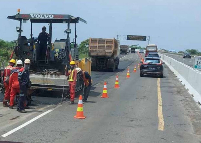 Perbaikan Ruas Tol Kayuagung Palembang Maasih Perbaikan Hingga H-9