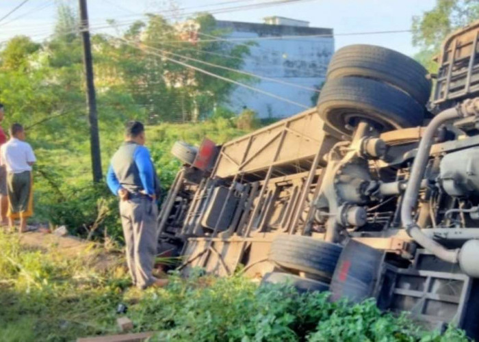Lakalantas di Jalintim Banyuasin, Bus Pariwisata Tabrak Minibus, Satu Orang Meninggal