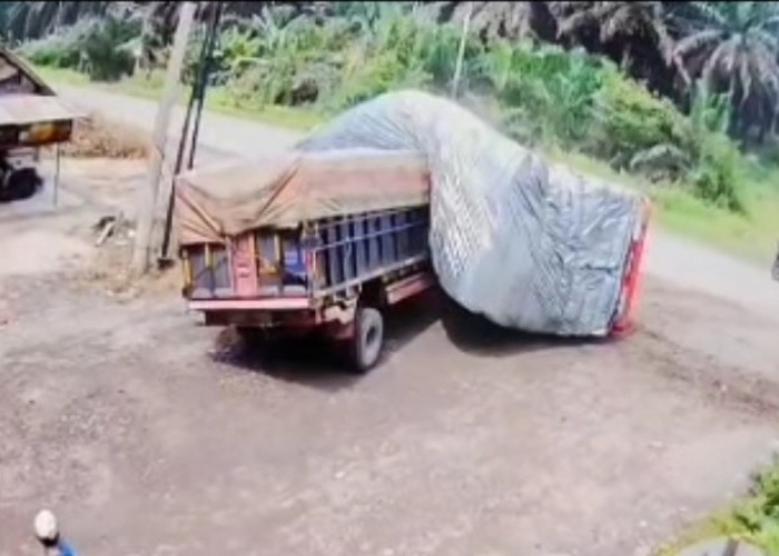 Beredar Video Detik-detik Truk Angkutan Batubara di Sungai Lilin Ditimpa Tronton