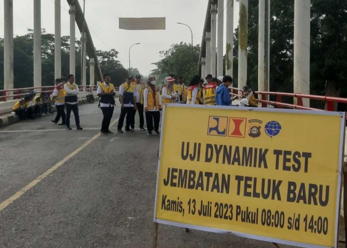 Uji Dynamik Test Jembatan Teluk Baru Selesai, Dishub dan Satlantas Muba Ikut Membantu 