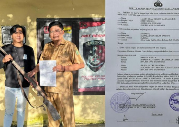 Polsek Keluang Terima Serahan Senpira Laras Panjang