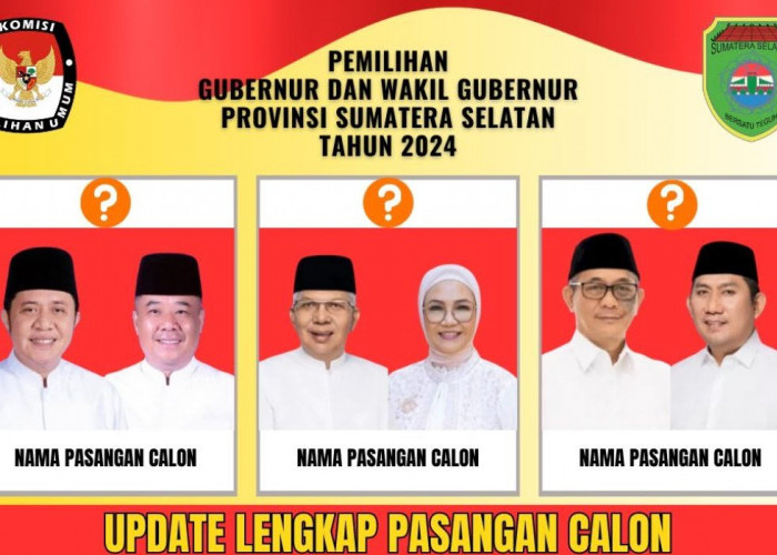 Tiga Pasangan Calon Siap Bertarung di Pemilihan Gubernur Sumsel 2024, HAPAL Butuh 2 Kursi Dukungan Lagi