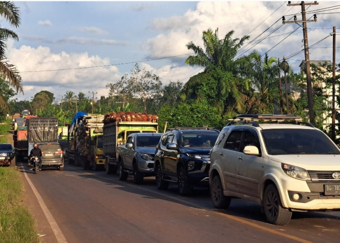 Truk Tronton Rusak, Jalintim Sungai Lilin Terjadi Kemacetan