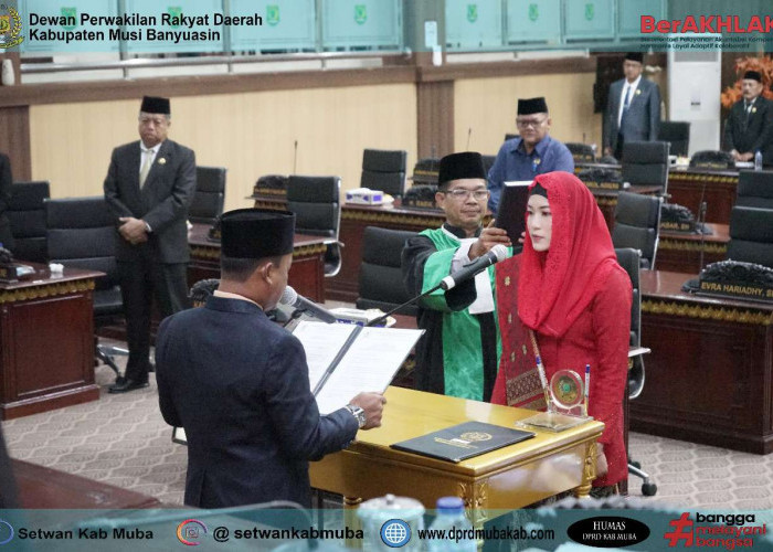 Dwi Hayati Lehhar, A.Md Dilantik Sebagai PAW Anggota DPRD Muba