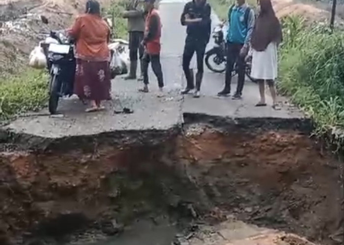 Longsor Akibat Hujan Lebat, Jalan Penghubung Desa Toman dan Toman Baru Terputus Total